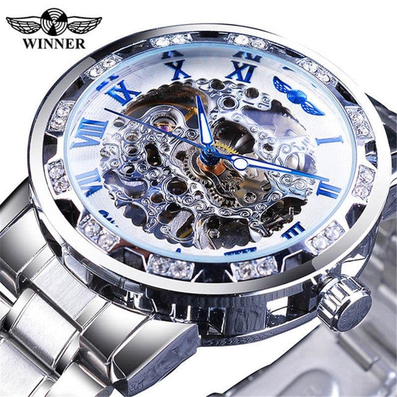 image-Winner W614 Men's Hollow Mechanical Watch 49mm Round Dial