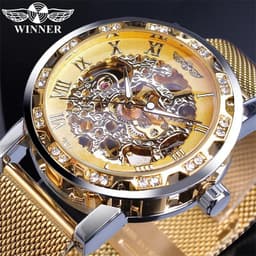 image-Winner W614 Men's Hollow Mechanical Watch 49mm Round Dial