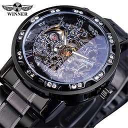 image-Winner W614 Men's Hollow Mechanical Watch 49mm Round Dial