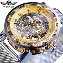 image-Winner W614 Men's Hollow Mechanical Watch 49mm Round Dial