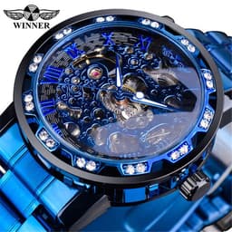 image-Winner W614 Men's Hollow Mechanical Watch 49mm Round Dial