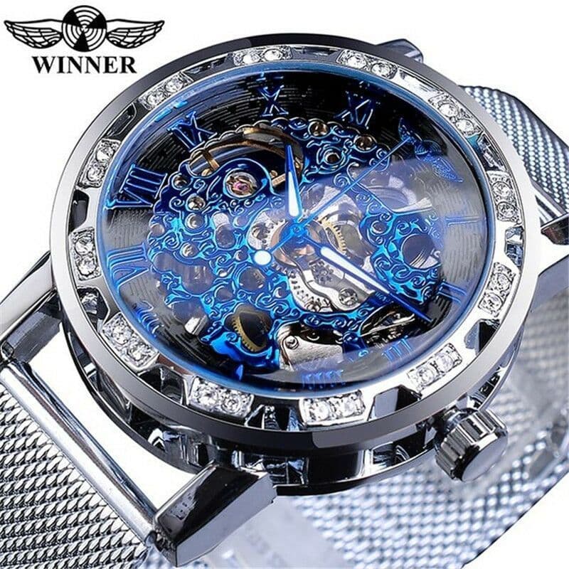 image-Winner W614 Men's Hollow Mechanical Watch 49mm Round Dial