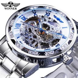 image-Winner W614 Men's Hollow Mechanical Watch 49mm Round Dial