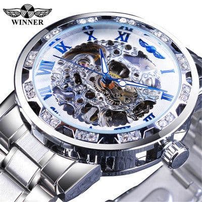 image-Winner W614 Men's Hollow Mechanical Watch 49mm Round Dial