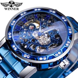 image-Winner W614 Men's Hollow Mechanical Watch 49mm Round Dial