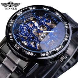 image-Winner W614 Men's Hollow Mechanical Watch 49mm Round Dial