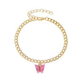 image-Butterfly Anklet Acrylic Metal Chain Foot Jewelry