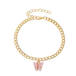 image-Butterfly Anklet Acrylic Metal Chain Foot Jewelry