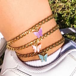 image-Butterfly Anklet Acrylic Metal Chain Foot Jewelry