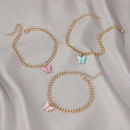 image-Butterfly Anklet Acrylic Metal Chain Foot Jewelry