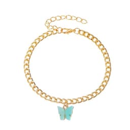 image-Butterfly Anklet Acrylic Metal Chain Foot Jewelry