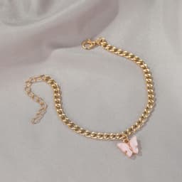 image-Butterfly Anklet Acrylic Metal Chain Foot Jewelry