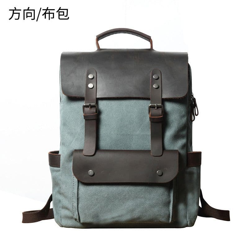 image-Canvas Backpack Retro Unisex College School Bag 20-35L Outdoor