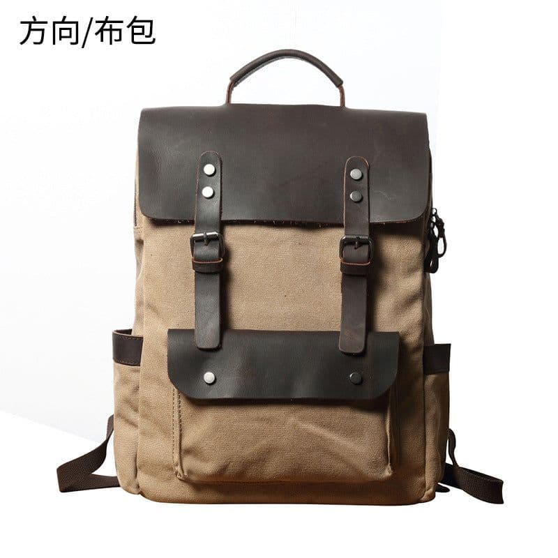 image-Canvas Backpack Retro Unisex College School Bag 20-35L Outdoor