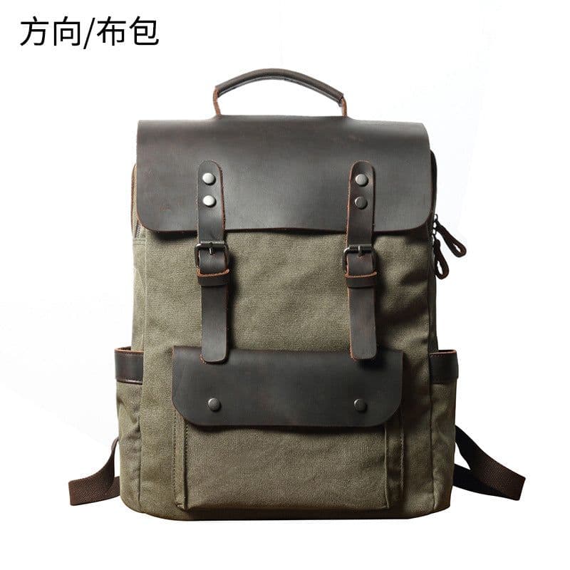 image-Canvas Backpack Retro Unisex College School Bag 20-35L Outdoor