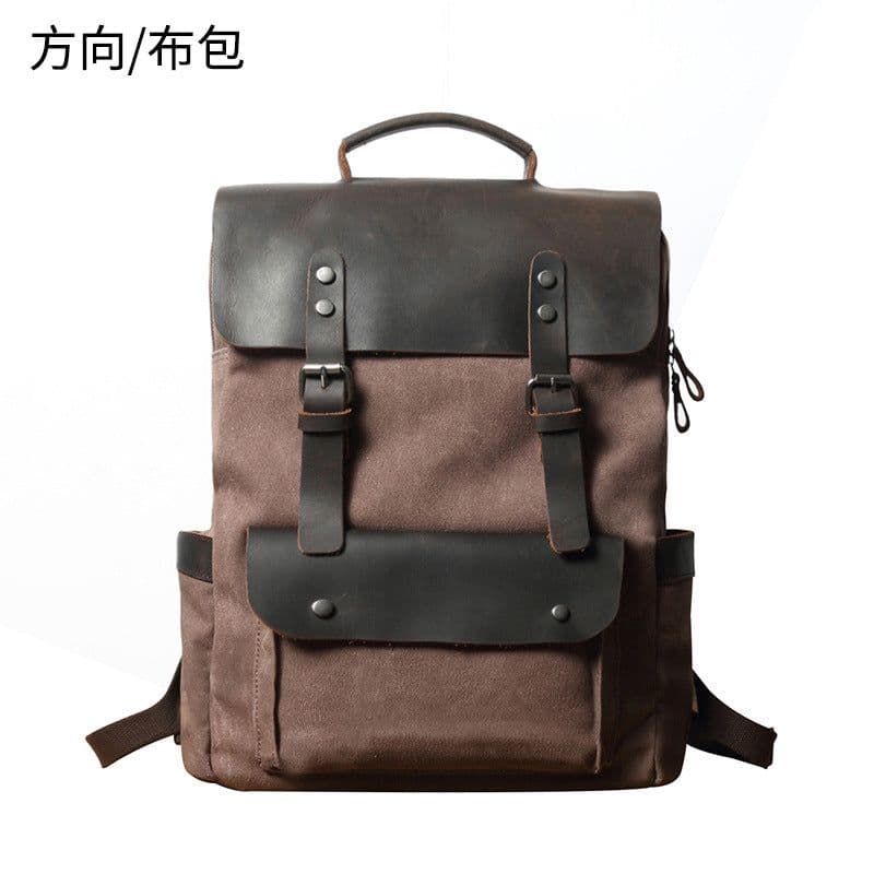 image-Canvas Backpack Retro Unisex College School Bag 20-35L Outdoor