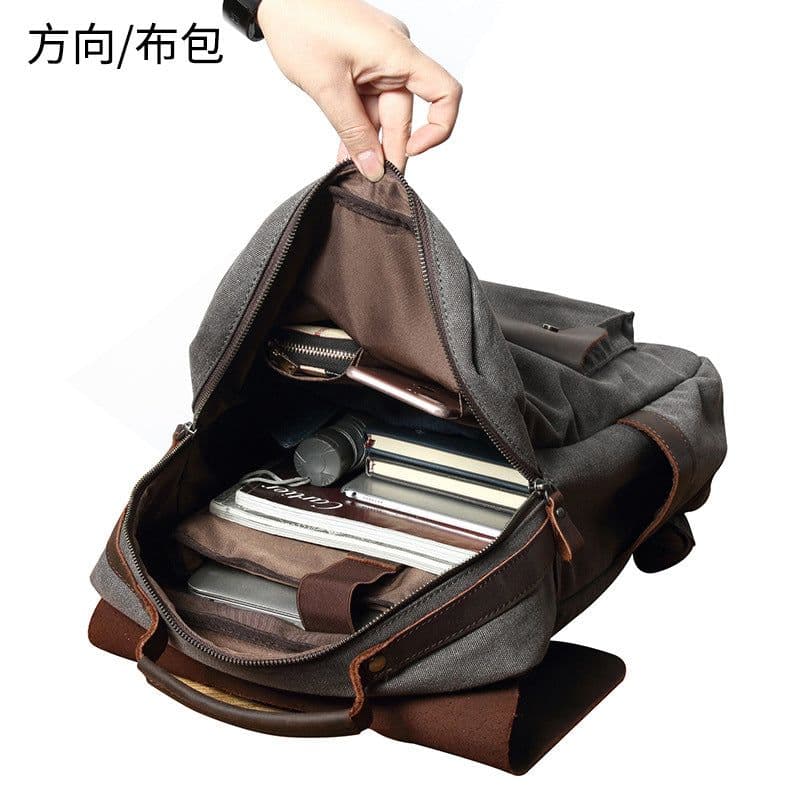 image-Canvas Backpack Retro Unisex College School Bag 20-35L Outdoor