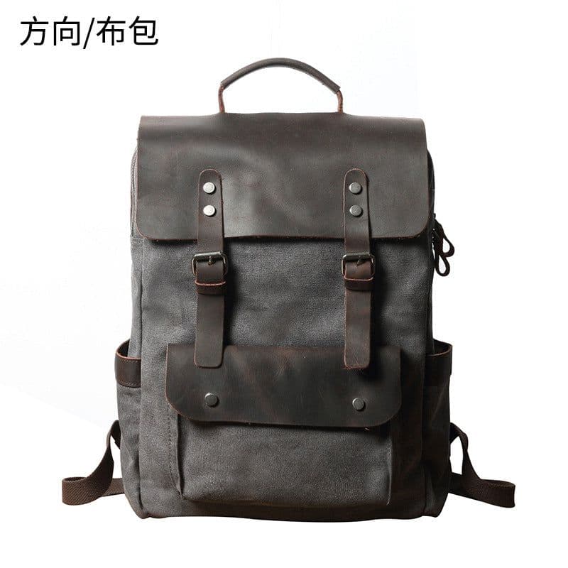 image-Canvas Backpack Retro Unisex College School Bag 20-35L Outdoor