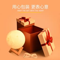 image-3D Printing Moon Light LED Night Lamp USB Touch Control Bedside