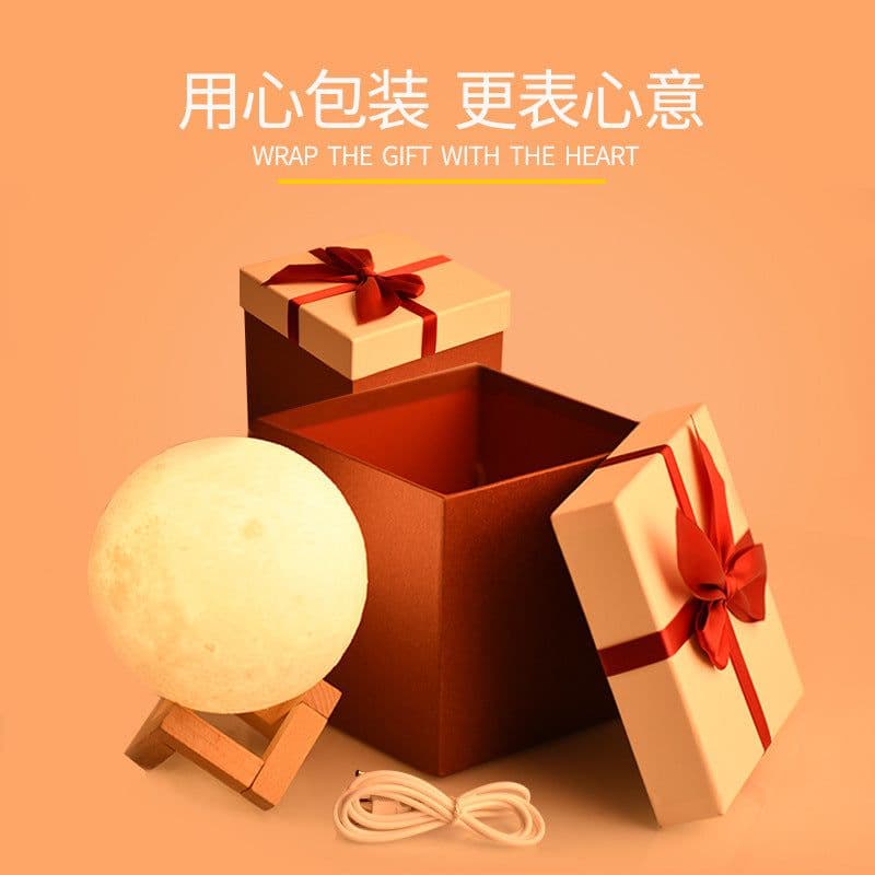 image-3D Printing Moon Light LED Night Lamp USB Touch Control Bedside