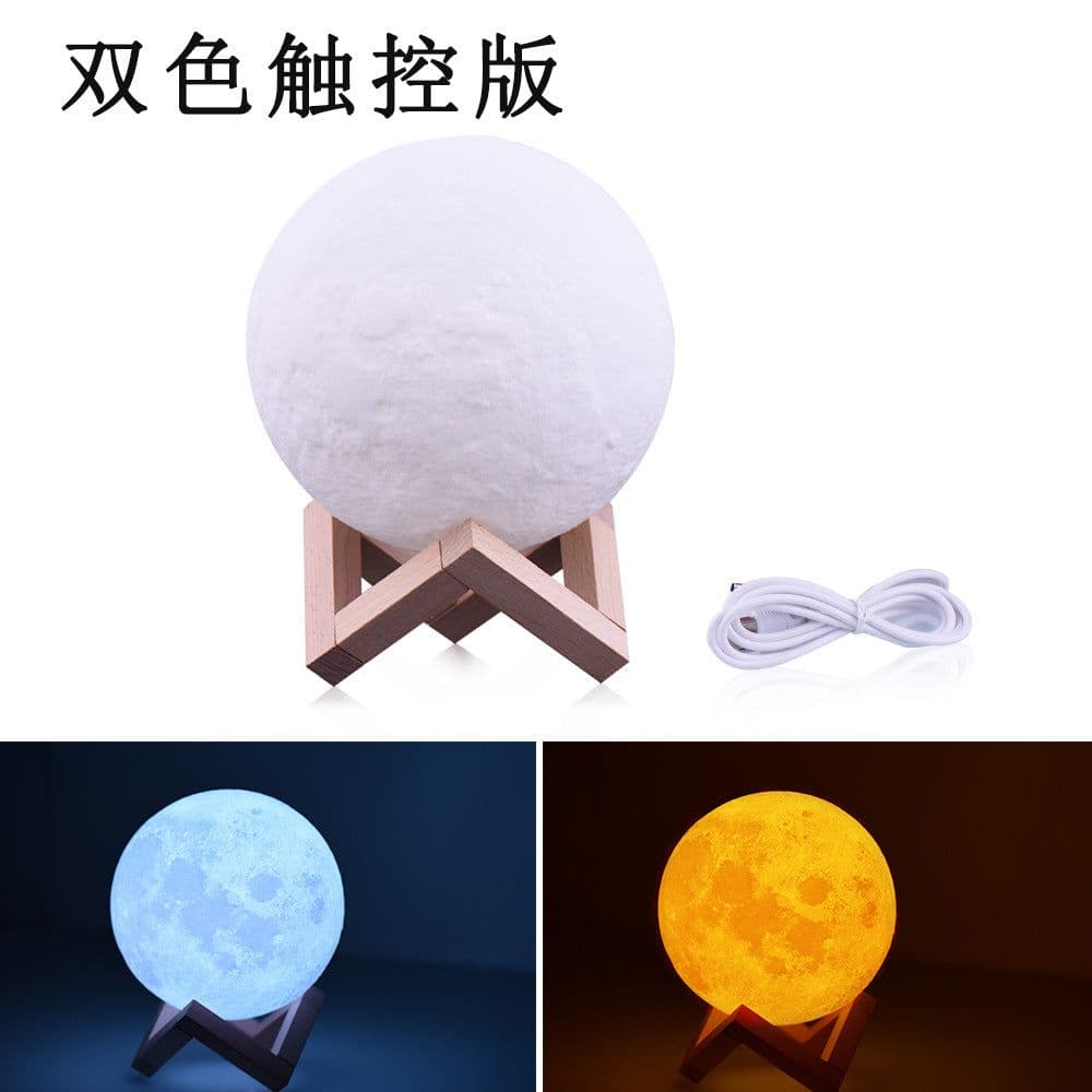 image-3D Printing Moon Light LED Night Lamp USB Touch Control Bedside