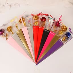 image-Gold Foil Rose in Triangle Gift Box Single Flower Valentine Gift