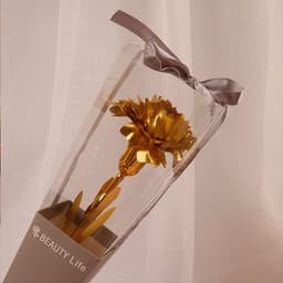 image-Gold Foil Rose in Triangle Gift Box Single Flower Valentine Gift