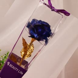 image-Gold Foil Rose in Triangle Gift Box Single Flower Valentine Gift