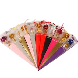 image-Gold Foil Rose in Triangle Gift Box Single Flower Valentine Gift