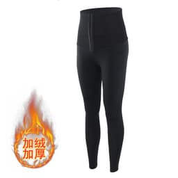 image-Women's High Waist Fleece Lined Yoga Leggings Solid Color