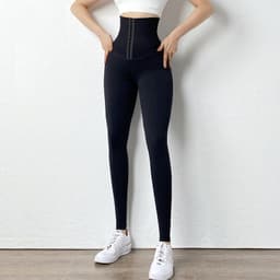image-Women's High Waist Fleece Lined Yoga Leggings Solid Color