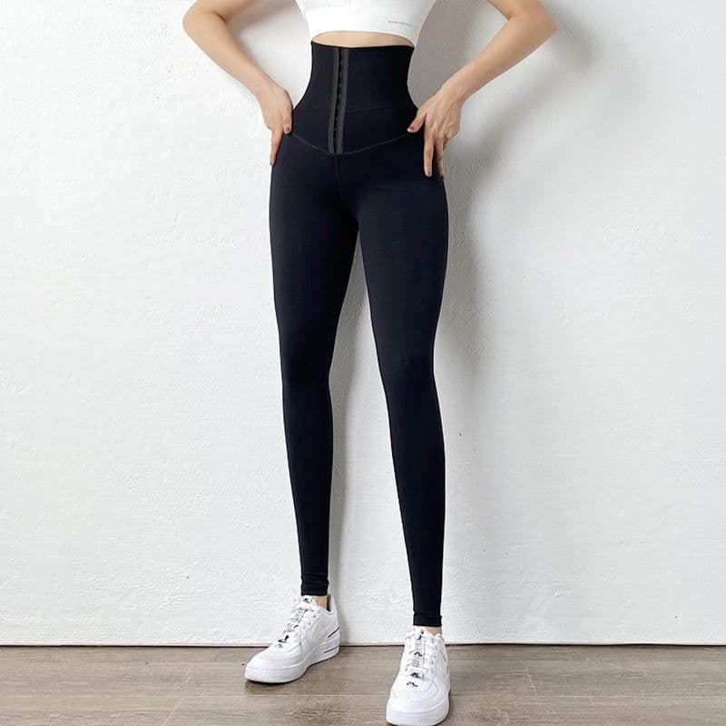 image-Women's High Waist Fleece Lined Yoga Leggings Solid Color