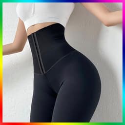 image-Women's High Waist Fleece Lined Yoga Leggings Solid Color