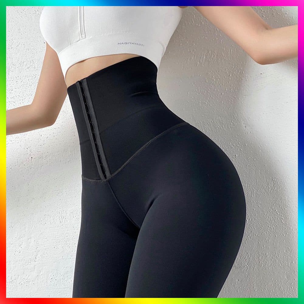 image-Women's High Waist Fleece Lined Yoga Leggings Solid Color