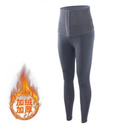 image-Women's High Waist Fleece Lined Yoga Leggings Solid Color