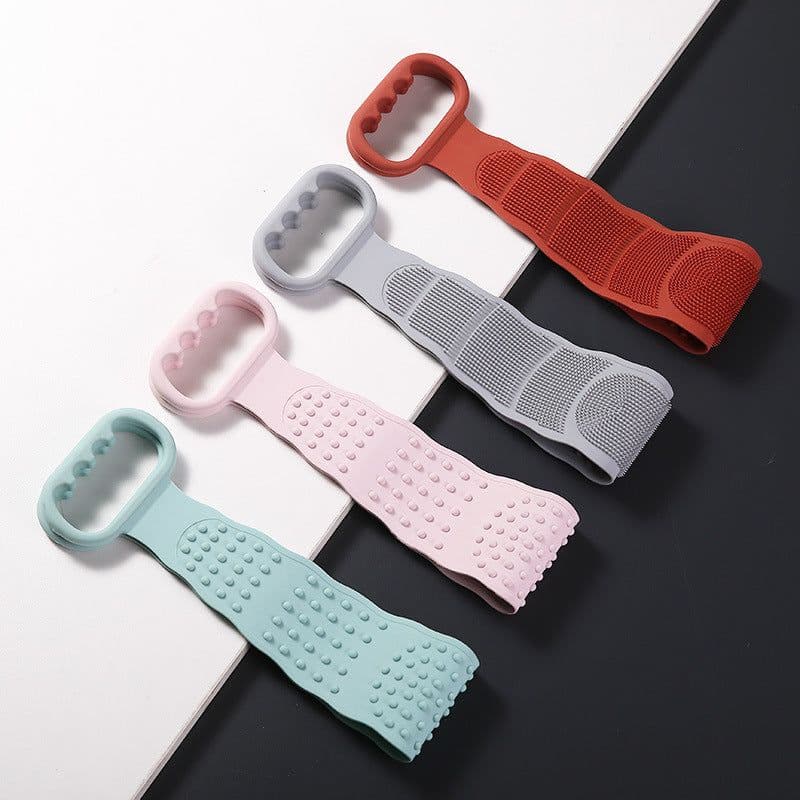 image-A2844 Silicone Bath Towel Long Strip Back Scrubber Brush