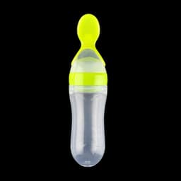 image-Blue Sky Baby Silicone Squeeze Feeding Bottle with Spoon