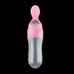 image-Blue Sky Baby Silicone Squeeze Feeding Bottle with Spoon