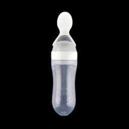 image-Blue Sky Baby Silicone Squeeze Feeding Bottle with Spoon