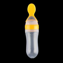 image-Blue Sky Baby Silicone Squeeze Feeding Bottle with Spoon