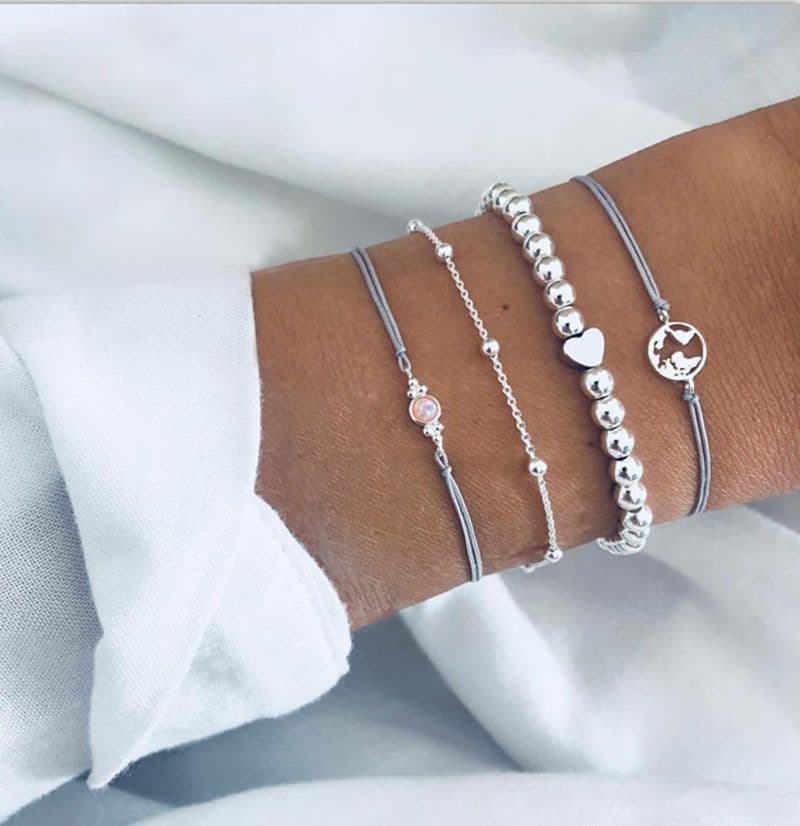 image-Women's Assorted Crystal Charm Bracelets Set - 30 Styles Mixed Alloy