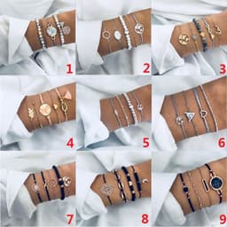 image-Women's Assorted Crystal Charm Bracelets Set - 30 Styles Mixed Alloy