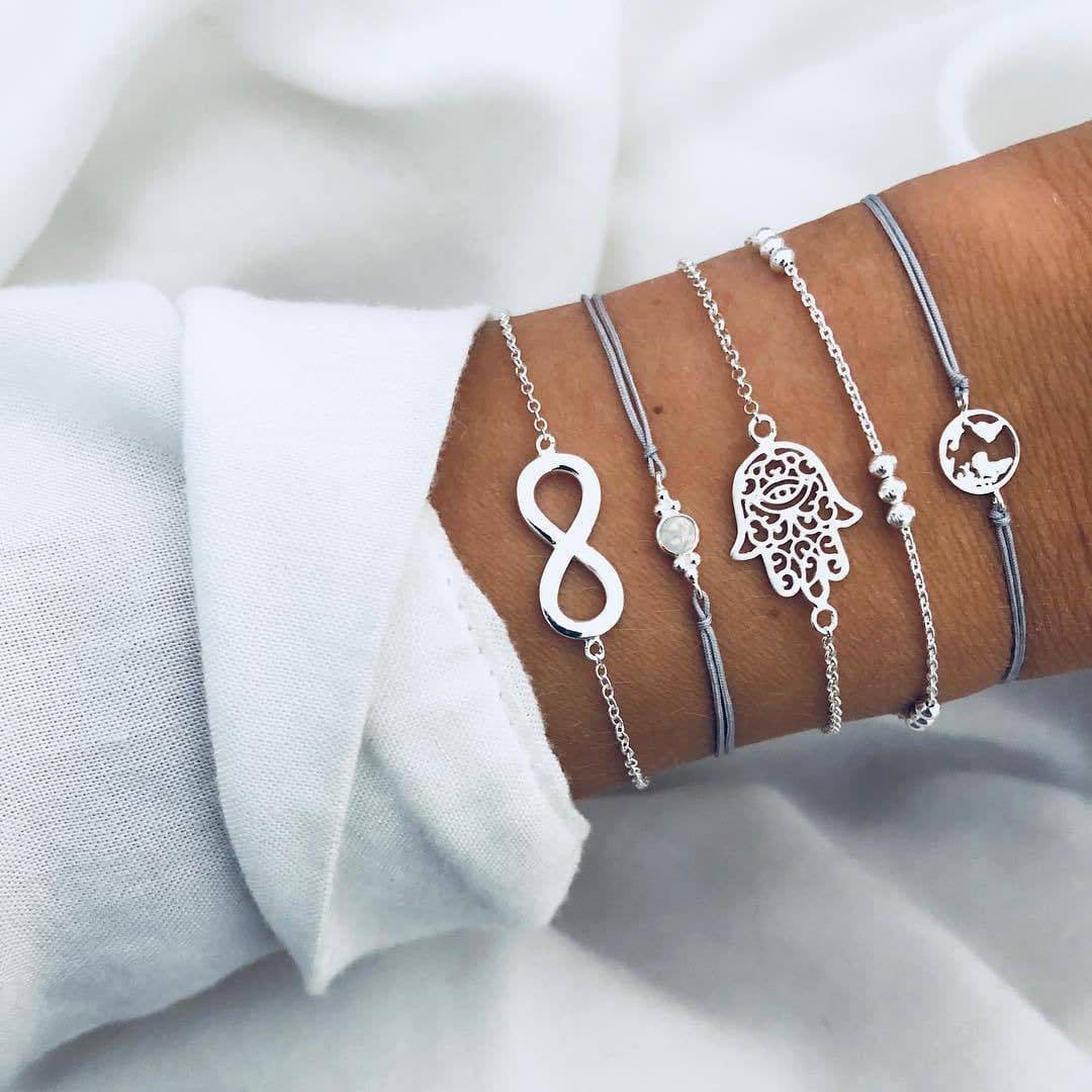 image-Women's Assorted Crystal Charm Bracelets Set - 30 Styles Mixed Alloy