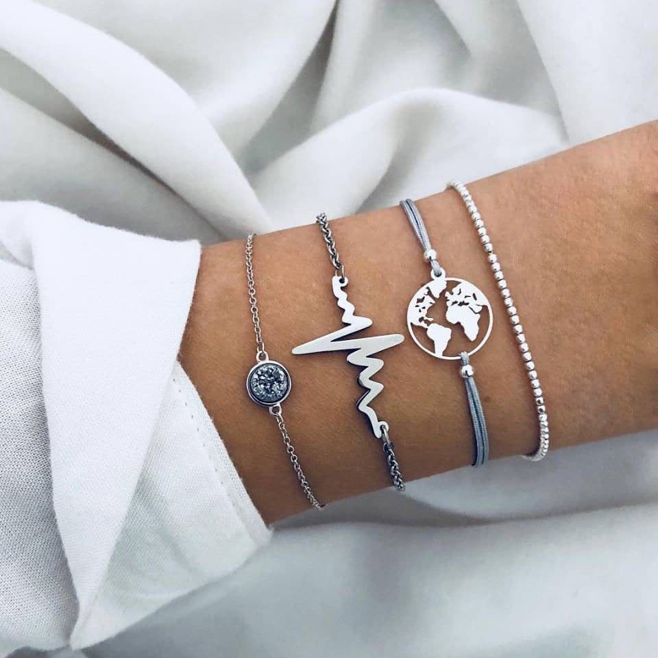 image-Women's Assorted Crystal Charm Bracelets Set - 30 Styles Mixed Alloy