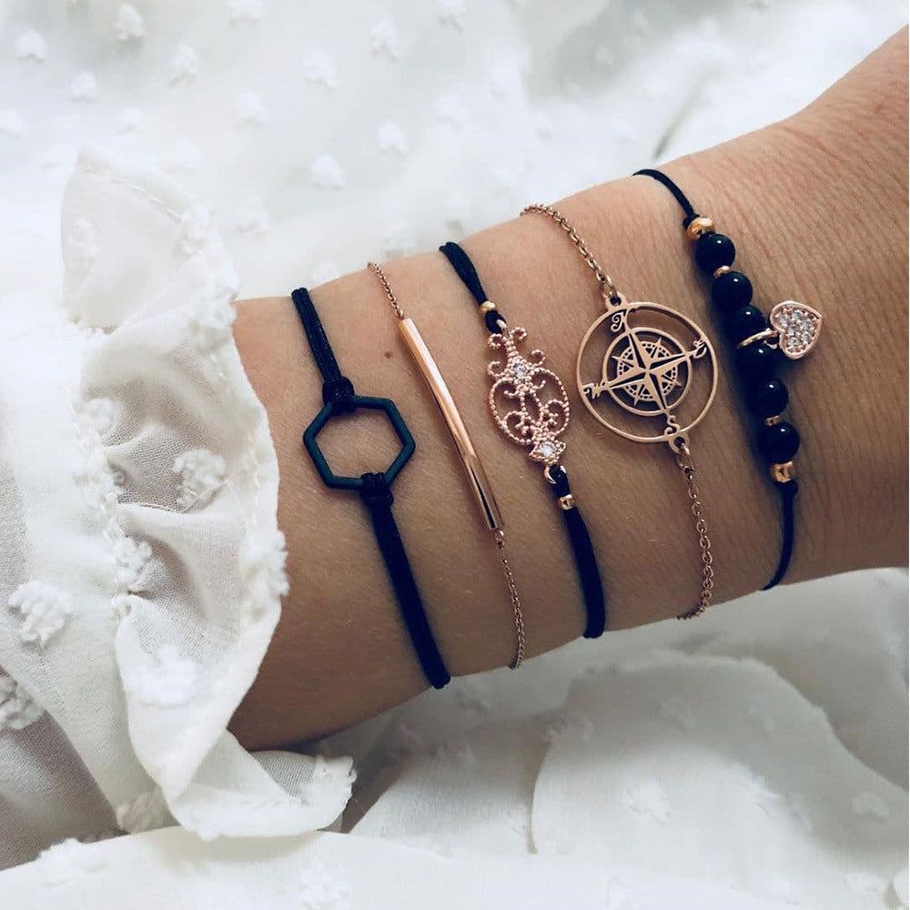 image-Women's Assorted Crystal Charm Bracelets Set - 30 Styles Mixed Alloy