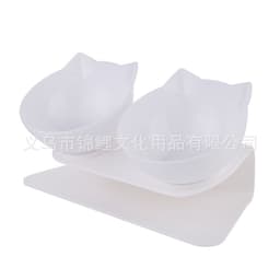 image-Cat Dog Double Bowl Set with Tilted Neck Protection Design