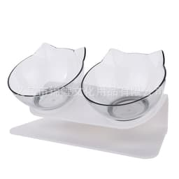 image-Cat Dog Double Bowl Set with Tilted Neck Protection Design