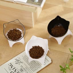 image-Cat Dog Double Bowl Set with Tilted Neck Protection Design
