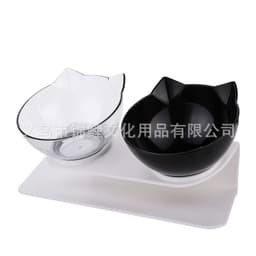 image-Cat Dog Double Bowl Set with Tilted Neck Protection Design