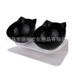 image-Cat Dog Double Bowl Set with Tilted Neck Protection Design
